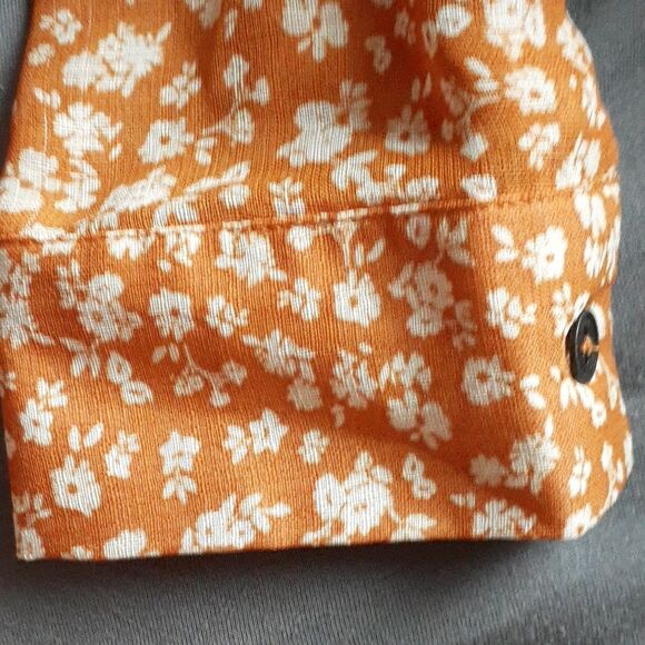Wild Fable Top Xs Orange Brown Long Sleeve Button Down Sheer Crop  Cropped Shirt - Picture 5 of 6